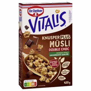 Dr.Oetker Vitalis Knusper Plus Müsli Double Choc (420g Packung)