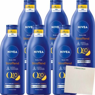 NIVEA body Hautstraffende Body Milk Q10 6er Pack (6x400ml Flasche) + usy Block