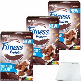 Nestle Fitness Cocoa Protein Cereal 3er Pack (3x310g Packung) + usy Block