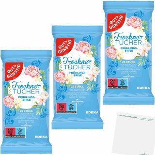 Gut&Günstig Trocknertücher 3er Pack (3x25 Stück) + usy Block