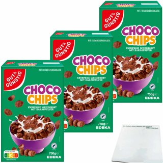 Gut&Günstig Choco Chips 3er Pack (3x750g Packung) + usy Block