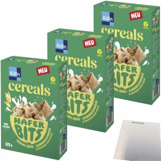 Kölln Cereals Hafer Bits Schoko 3er Pack (3x375g Packung) + usy Block
