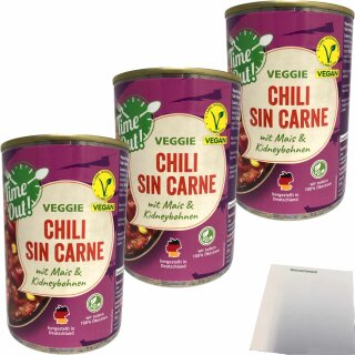 Time Out Chili sin Carne 3er Pack (3x400g Dose) + usy Block