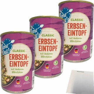 Time Out Erbseneintopf mit Wurst 3er Pack (3x400g Dose) + usy Block