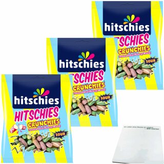hitschies Crunchies Sour Mix 3er Pack (3x75g Beutel) + usy Block