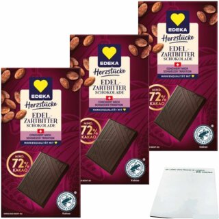 EDEKA Edel-Zartbitterschokolade 3er Pack (3x100g Packung) + usy Block