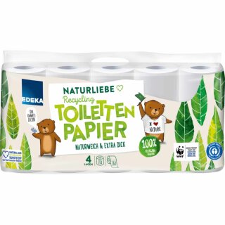 Edeka Recycling Toilettenpapier 4-lagig (10 Rollen x 200 Blatt)