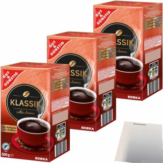 Gut&Günsting Röstkaffee Klassik 3er Pack (3x500g Packung) + usy Block