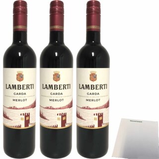 Lamberti Merlot 3er Pack (3x0,75L Flasche) + usy Block