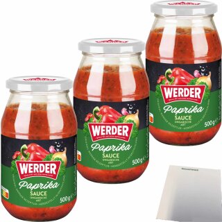 Werder Paprika Sauce ungarische Art 3er Pack (3x500g Glas) + usy Block