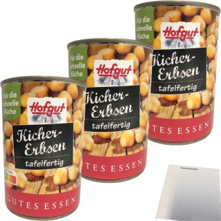 Hofgut Kichererbsen tafelfertig 3er Pack (3x400g Dose) + usy Block