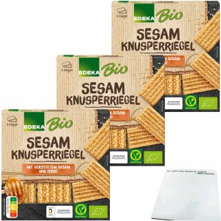 EDEKA Bio Knusper Riegel Sesam 3er Pack (3x75g Packung) + usy Block