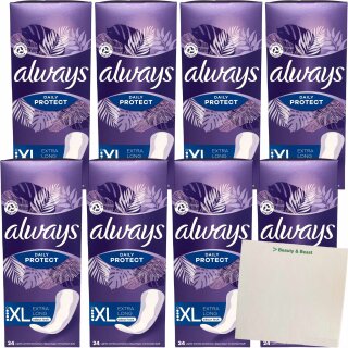 Always Daily Slipeinlagen Protect Extra Long 8er Pack (8x24 Stück Packung) + usy Block