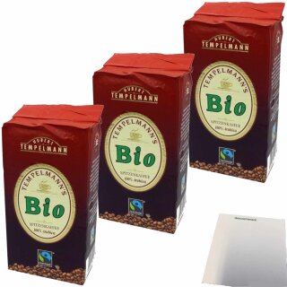 Tempelmann´s Transfair Kaffee 3er Pack (3x500g Packung) + usy Block