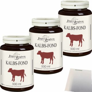 Jürgen Langbein Kalb Fond und Kraftbrühe 3er Pack (3x500ml Glas) + usy Block