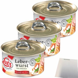 Lutz Delikatess Leberwurst 3er Pack (3x125g Dose) + usy Block