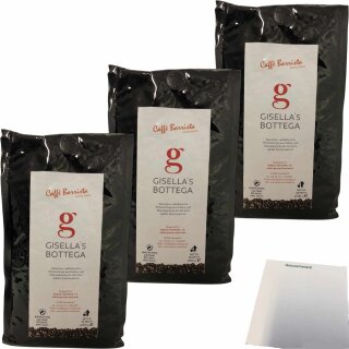 Kaffeebohnen Gisellas Bottega Caffe Barista, für starken Espresso 3er Pack (3x1kg Packung) + usy Block