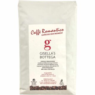 Kaffeebohnen Gisellas Bottega Caffe Romantico, Espresso Crema Bohnen (1kg Packung)