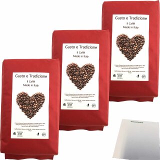 Kaffeebohnen Gisellas Bottega Gusto e Tradizione 3er Pack (3x1kg Packung) + usy Block