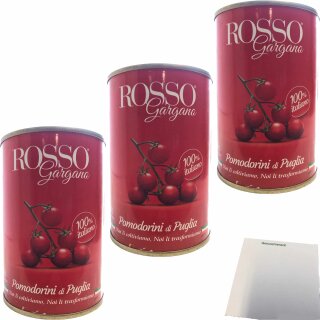 Rosso Gargano Pomodorini di Puglia Kirschtomaten 3er Pack (3x400g Dose) + usy Block