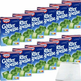 Dr. Oetker Götterspeise Waldmeister Dessertpulver 12er Pack (12x 25,2g Packung mit je 2 Portionen) + usy Block