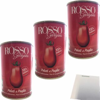Rosso Gargano Pelati di Puglia Geschälte Tomaten 3er Pack (3x400g Dose) + usy Block