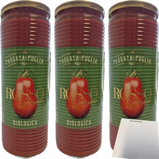 Rosso Gargano Passata di Puglia Passierte Bio Tomaten 3er Pack (3x690g Glas) + usy Block