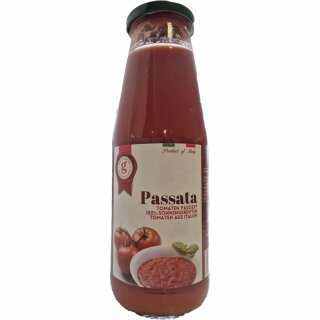 Gisellas Bottega Passata Tomaten passiert 100% Sonmnengereiften Tomaten aus Italien (680g Glas)