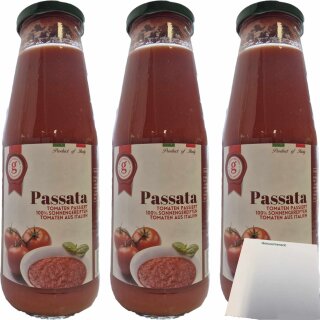 Gisellas Bottega Passata Tomaten passiert 100% Sonmnengereiften Tomaten aus Italien 3er Pack (3x680g Glas) + usy Block