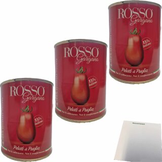 Rosso Gargano Pelati di Puglia Geschälte Tomaten 3er Pack (3x800g Dose) + usy Block