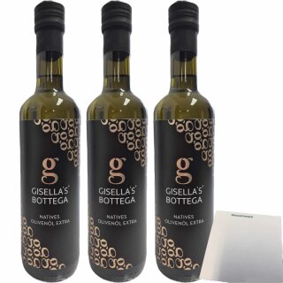 Gisellas Bottega Natives Olivenöl Extra 3er Pack (3x500ml Flasche) + usy Block