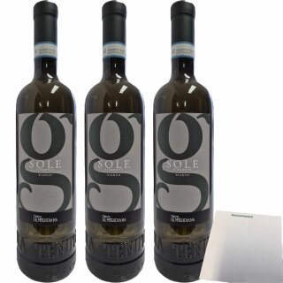 Tenuta La Meridiana Sole Piemonte Weißwein 3er Pack (3x750ml Flasche) + usy Block