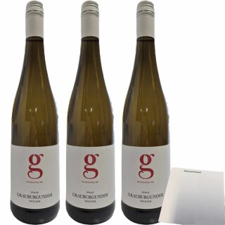 Gisellas Bottega Grauburgunder trocken 12,5% vol. 3er Pack (3x750ml Flasche) + usy Block