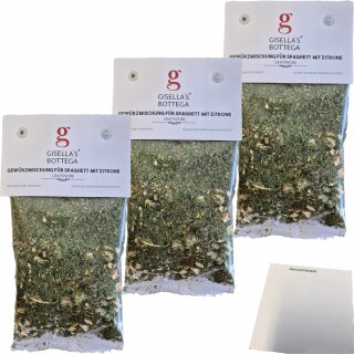 Gisellas Bottega Gewürzmischung für Spaghetti mit Zitrone 3er Pack (3x50g Packung) + usy Block
