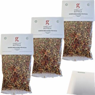Gisellas Bottega Gewürzmischung für Pizza 3er Pack (3x50g Packung) + usy Block