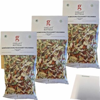 Gisellas Bottega Gewürzmischung für Spaghetti Bolognese 3er Pack (3x50g Packung) + usy Block