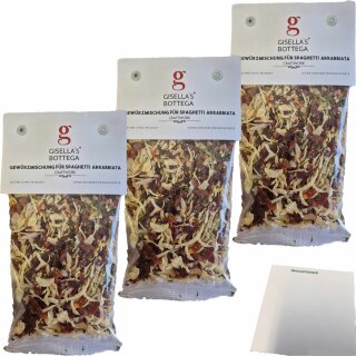 Gisellas Bottega Gewürzmischung für Spaghetti Arrabbiata 3er Pack (3x50g Packung) + usy Block