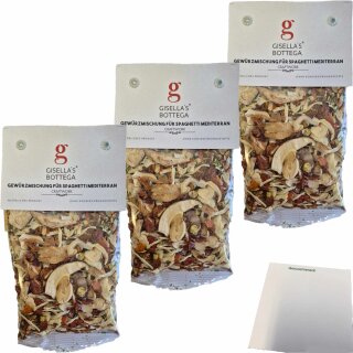 Gisellas Bottega Gewürzmischung für Spaghetti Mediterran 3er Pack (3x50g Packung) + usy Block