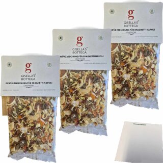 Gisellas Bottega Gewürzmischung für Spaghetti Napoli 3er Pack (3x50g Packung) + usy Block