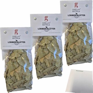 Gisellas Bottega Lorbeer Blätter 3er Pack (3x50g Packung) + usy Block