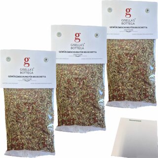 Gisellas Bottega Gewürzmischung für Bruschetta 3er Pack (3x50g Packung) + usy Block