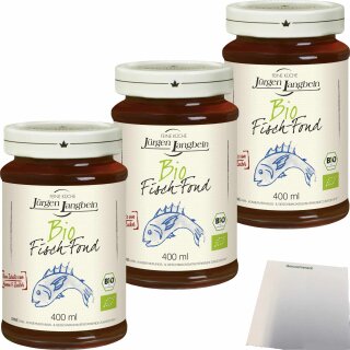 Jürgen Langbein Bio Fisch-Fond 3er Pack (3x400ml Glas) + usy Block