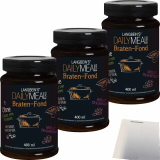 Langbeins DailyMeal Braten-Fond 3er Pack (3x400ml Glas) + usy Block