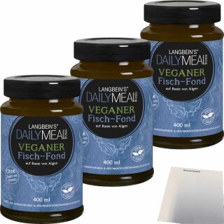 Langbeins DailyMeal Veganer Fisch-Fond 3er Pack (3x400ml Glas) + usy Block