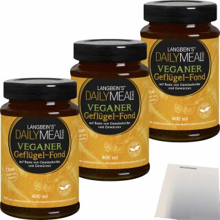 Langbeins DailyMeal Veganer Geflügel-Fond 3er Pack (3x400ml Glas) + usy Block