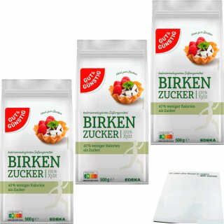 Gut&Günstig Birkenzucker 3er Pack (3x500g Packung) + usy Block
