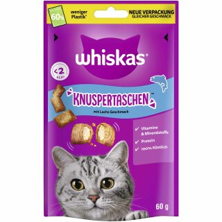 Whiskas Knuspertaschen mit Lachs (60g Packung)