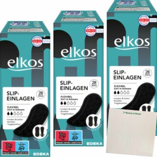 Elkos Slipeinlagen Flex 2in1 schwarz 3er Pack (3x28 Stück) + usy Block