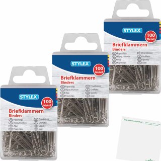 Stylex Briefklammern 3er Pack (3x100Stk) + usy Block