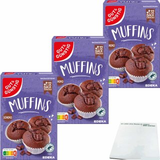 Gut&Günstig Muffins Schoko Backmischung 3er Pack (3x350g Packung) + usy Block